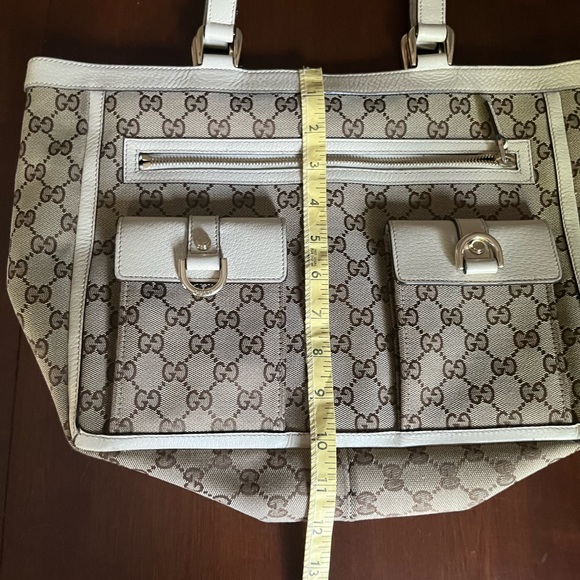 Authentic Gucci GG Canvas Abbey Shoulder Bag w White Leather 146247 212702 EUC - Picture 15 of 15